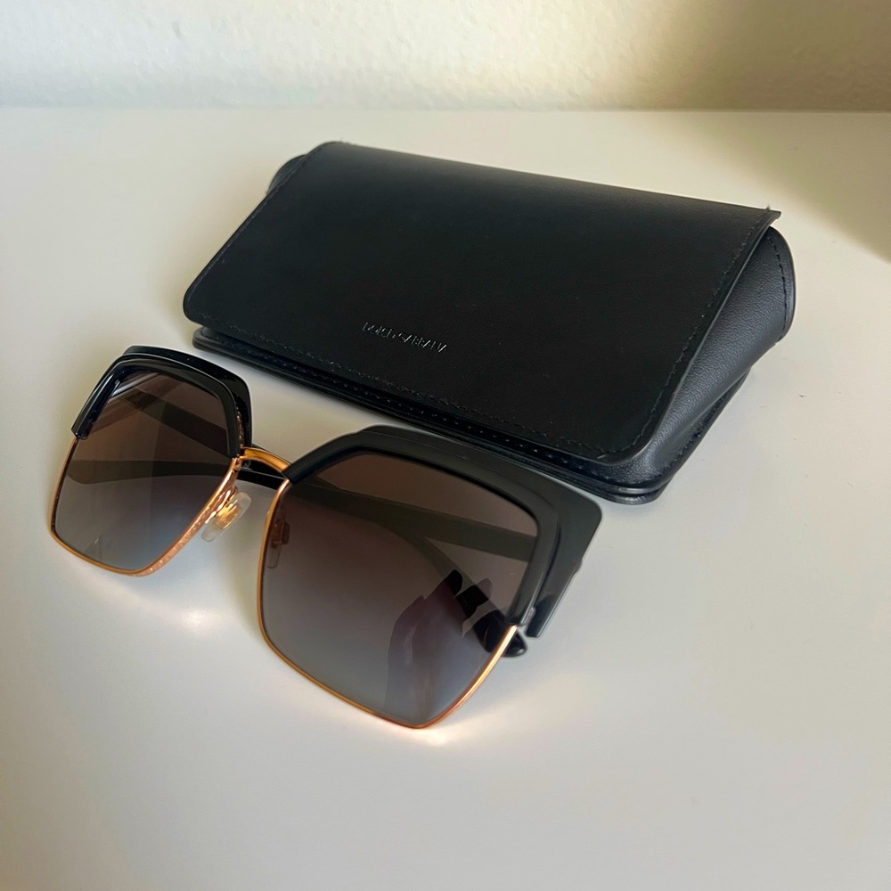 Dolce & Gabbana Gold and Black Square Frame Sunglasses with Case